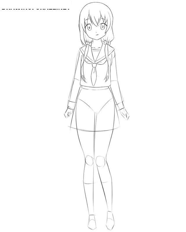 如何画一个动漫女孩的身体